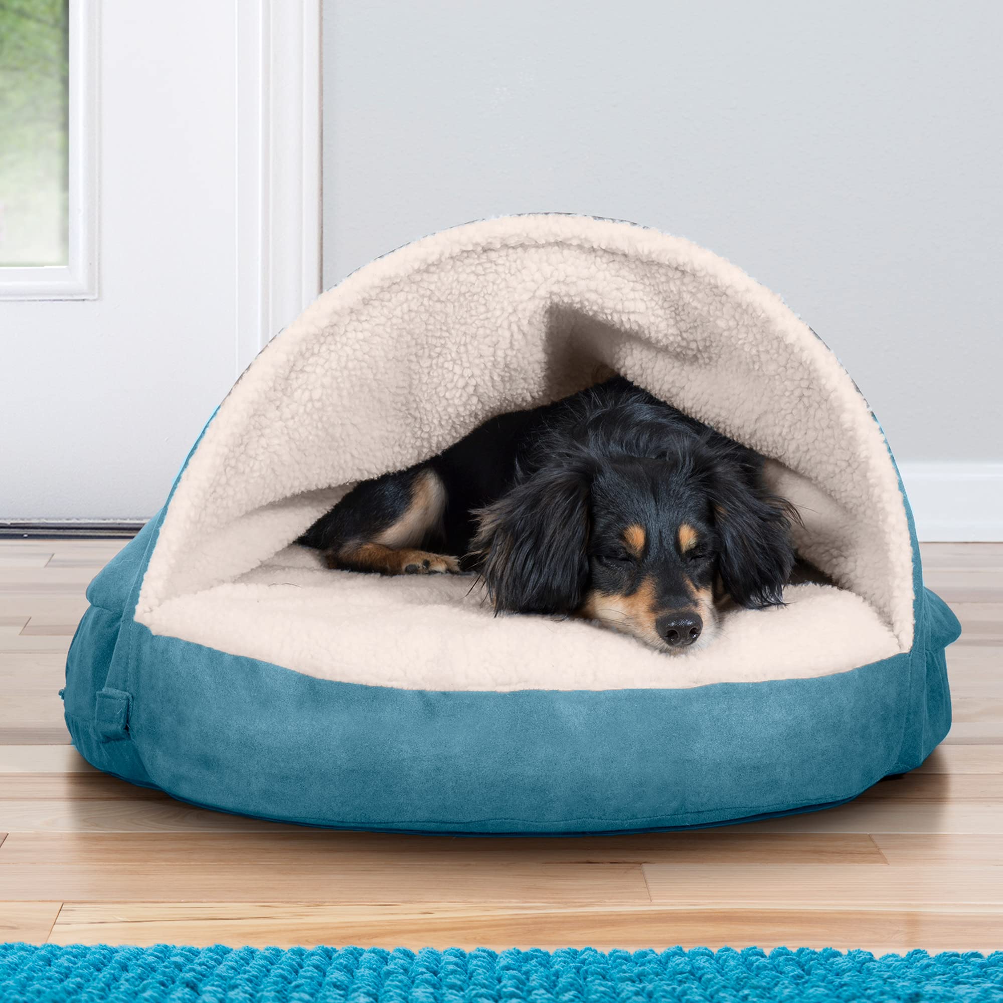 Furhaven 26' Round Cooling Gel Dog Bed For Medium/Small Dogs W/ Removable Washable Cover, For Dogs Up To 30 Lbs - Sherpa & Sued